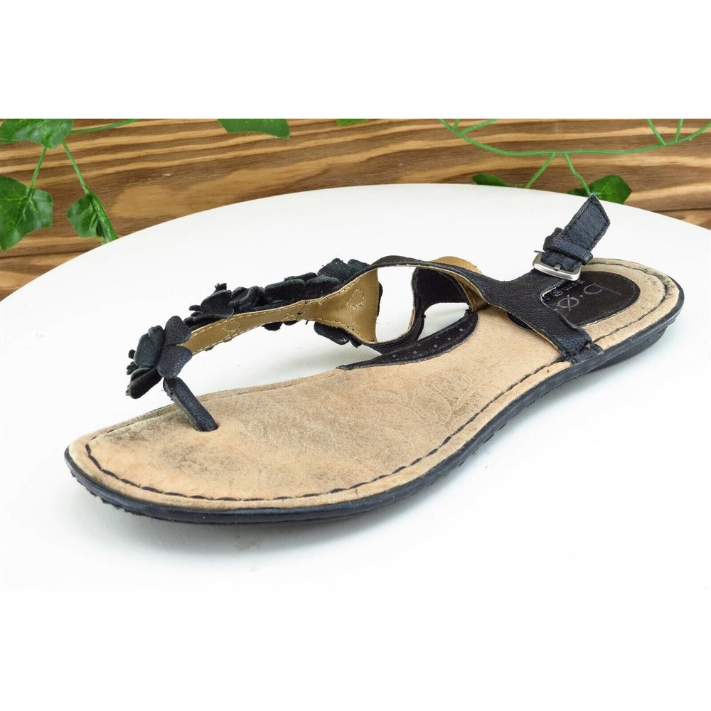 Born concept Sz 7 M Black Slingback Leather Women Sandals